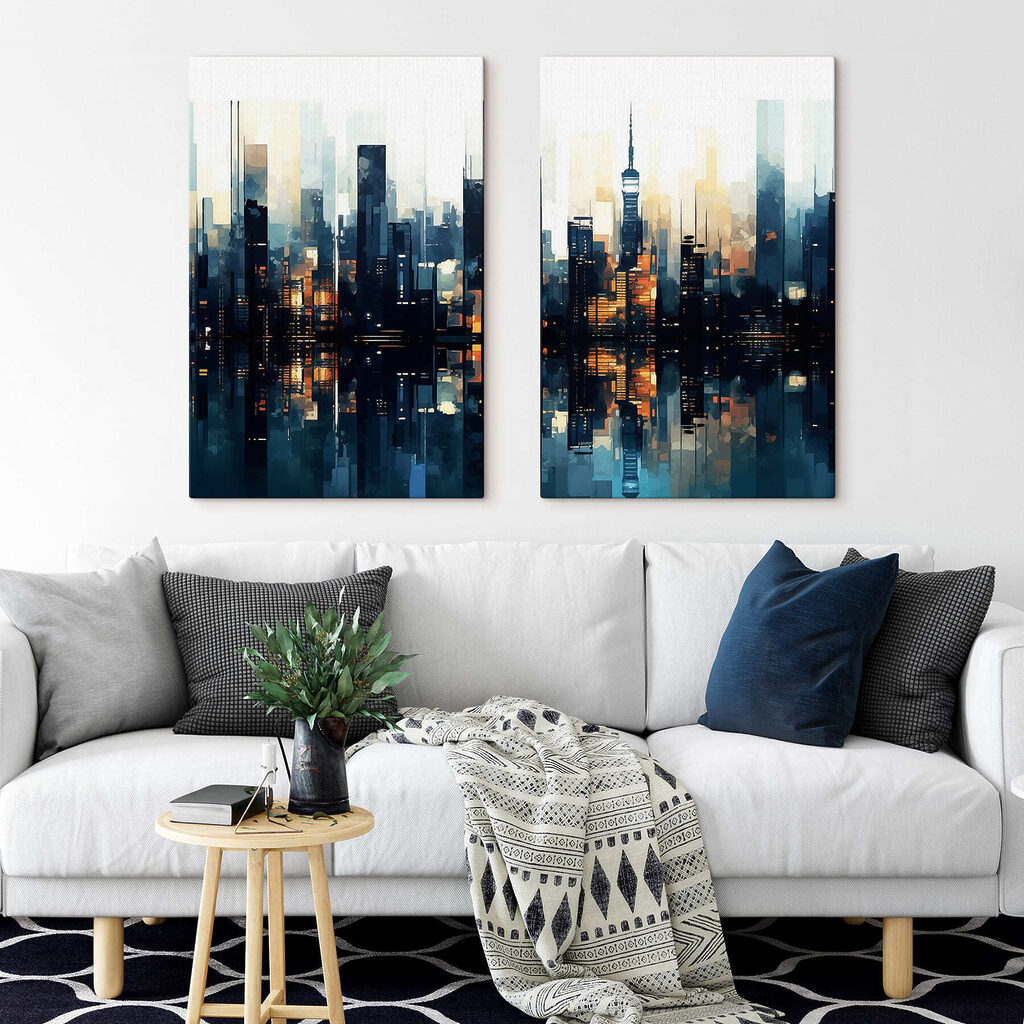 Cidade iluminada na água num interior