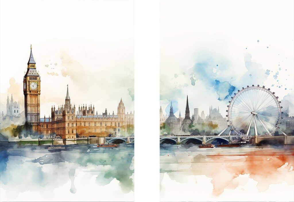 Londres em aguarela — design completo