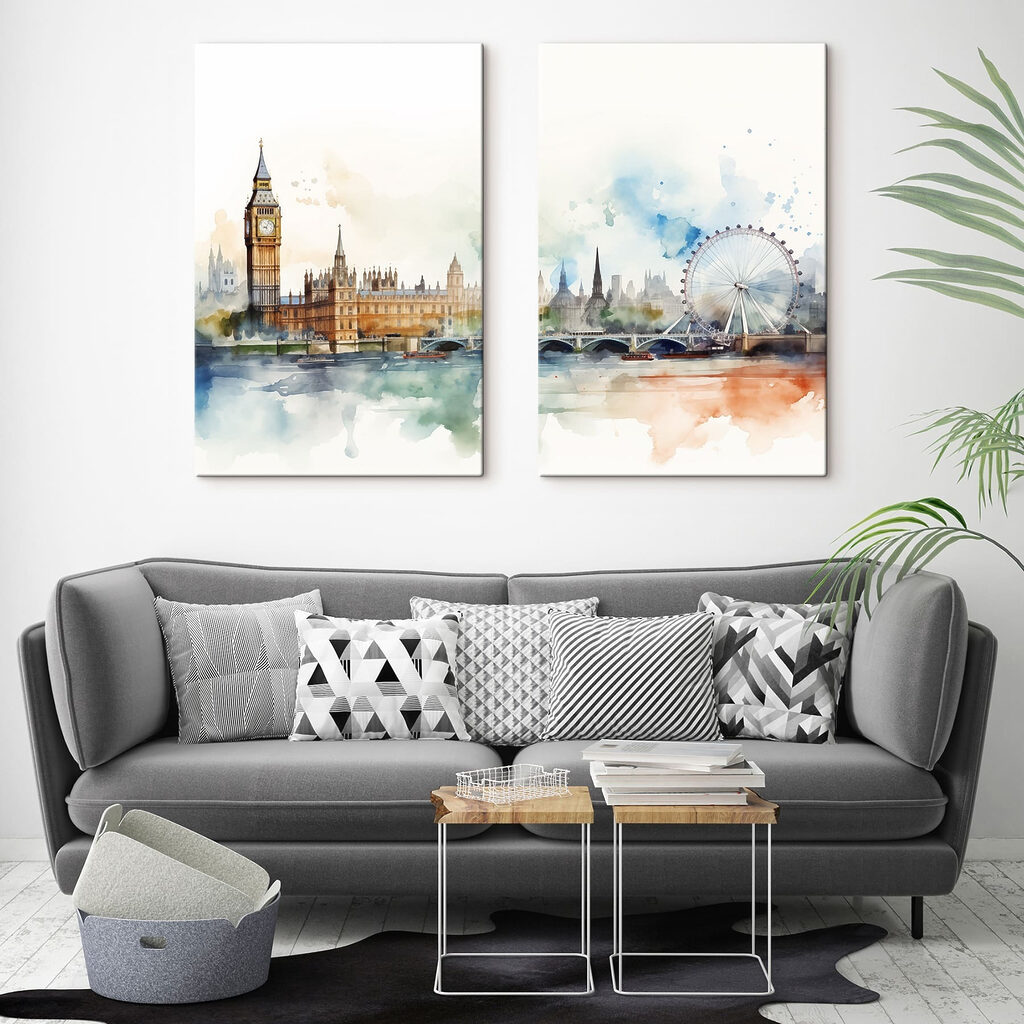 Londres em aguarela num interior