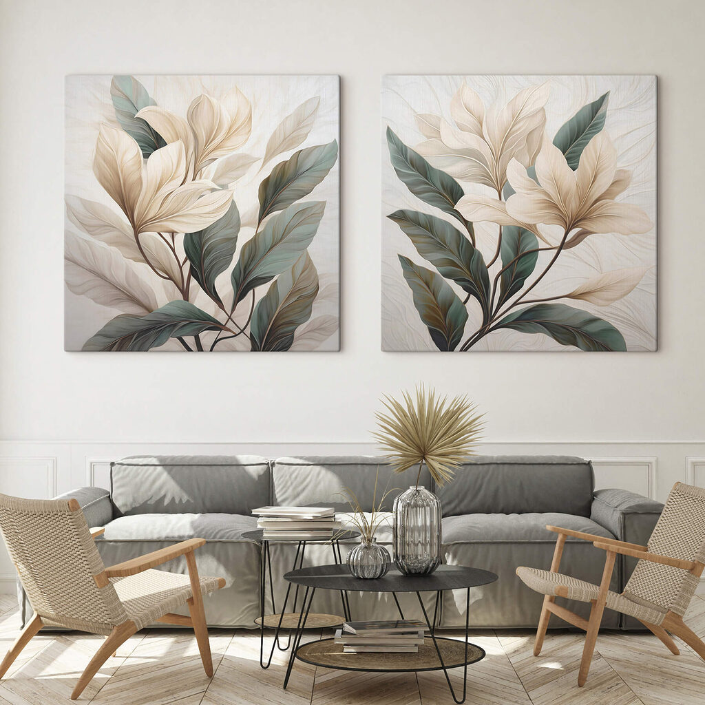 Folhas sobre branco — interior 1