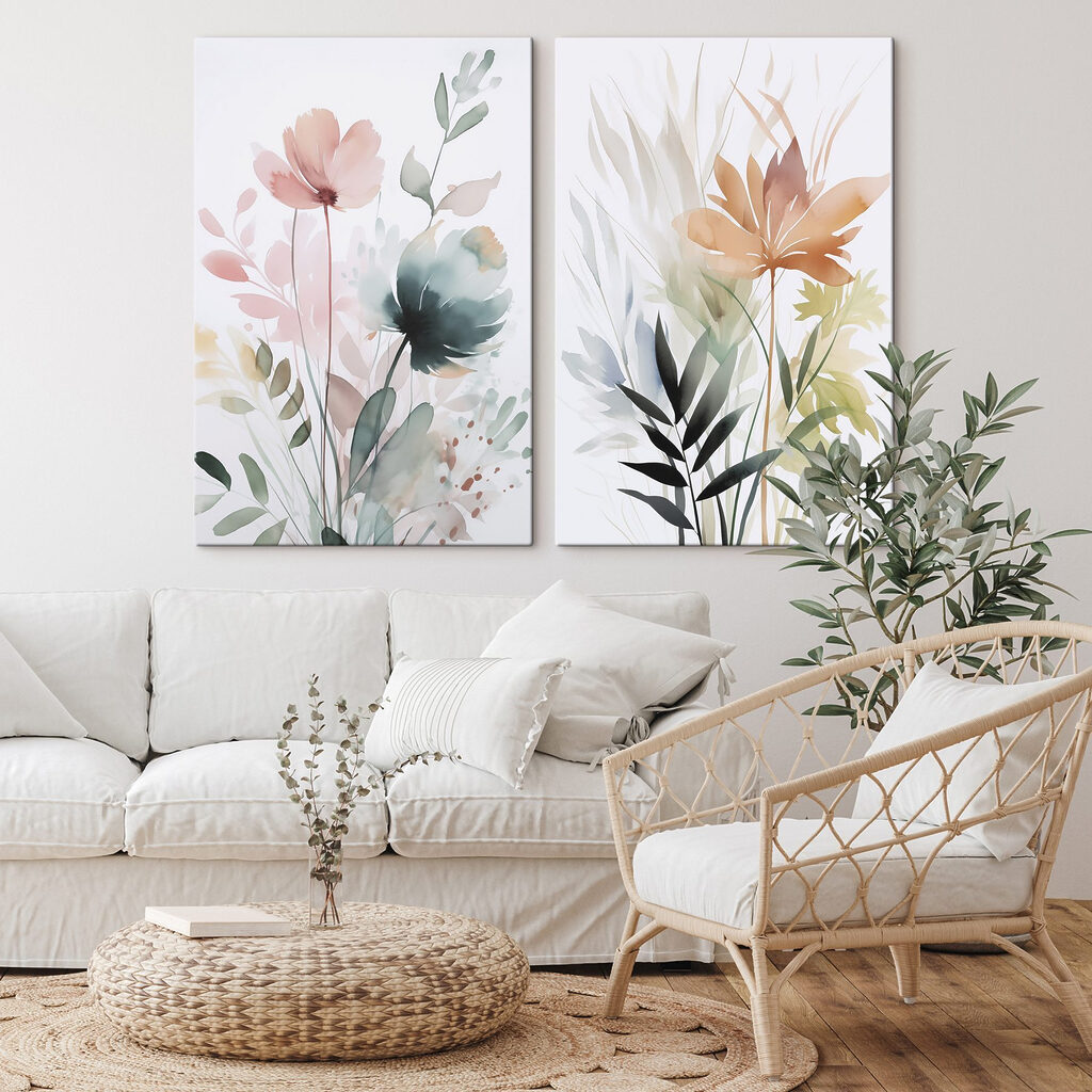 Pintura floral com folhas — interior 2