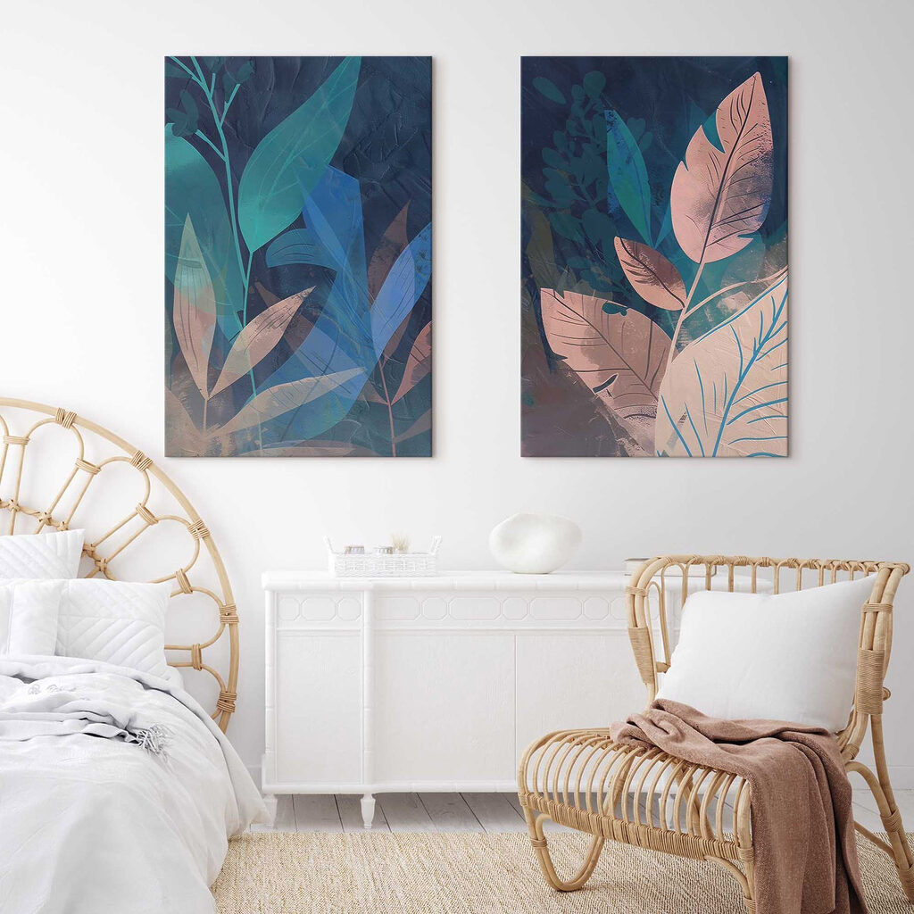 Folhas e plantas num interior
