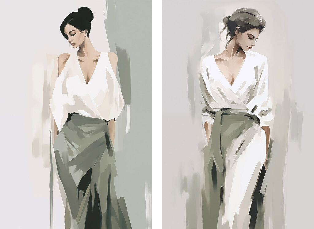 Mulheres pensativas — design completo