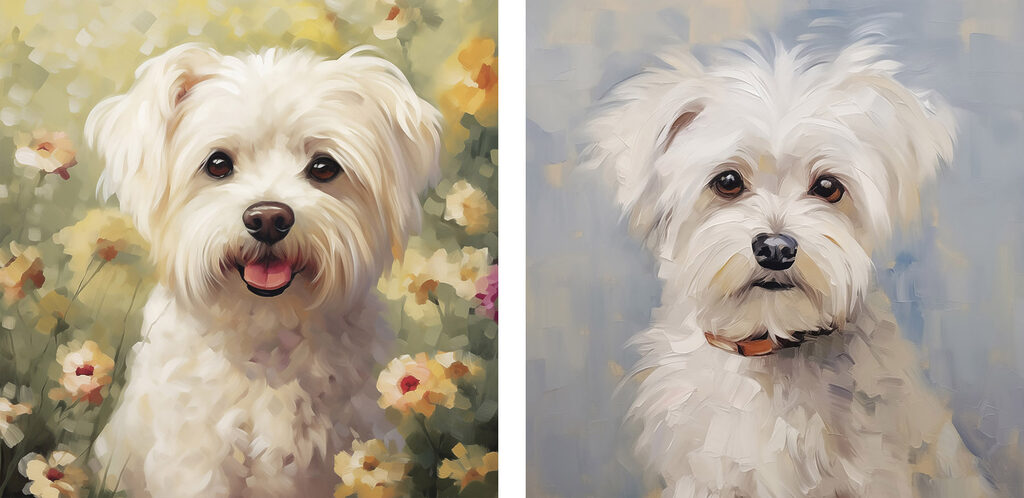 Cachorrinhos entre flores — design completo