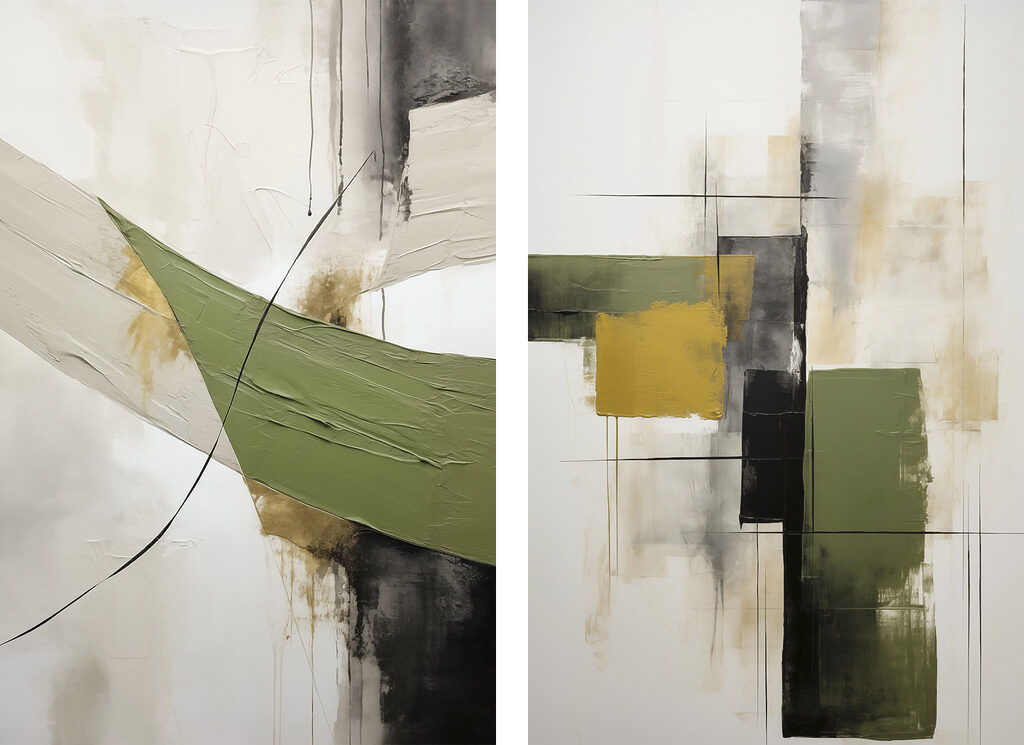 Pinceladas e manchas verdes — design completo