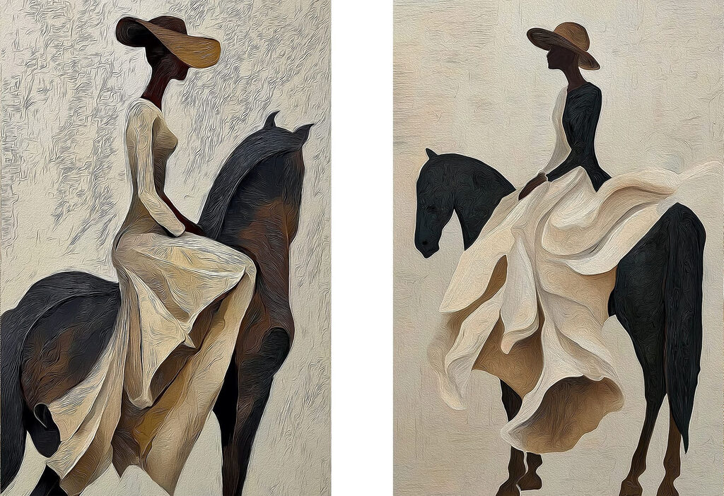 Mulher a cavalo — design completo