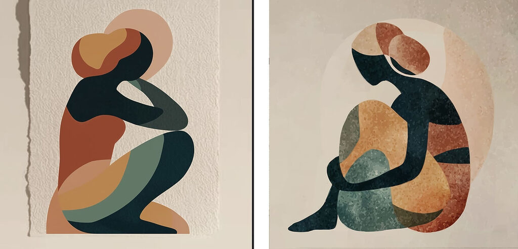 Mulher sentada — design completo