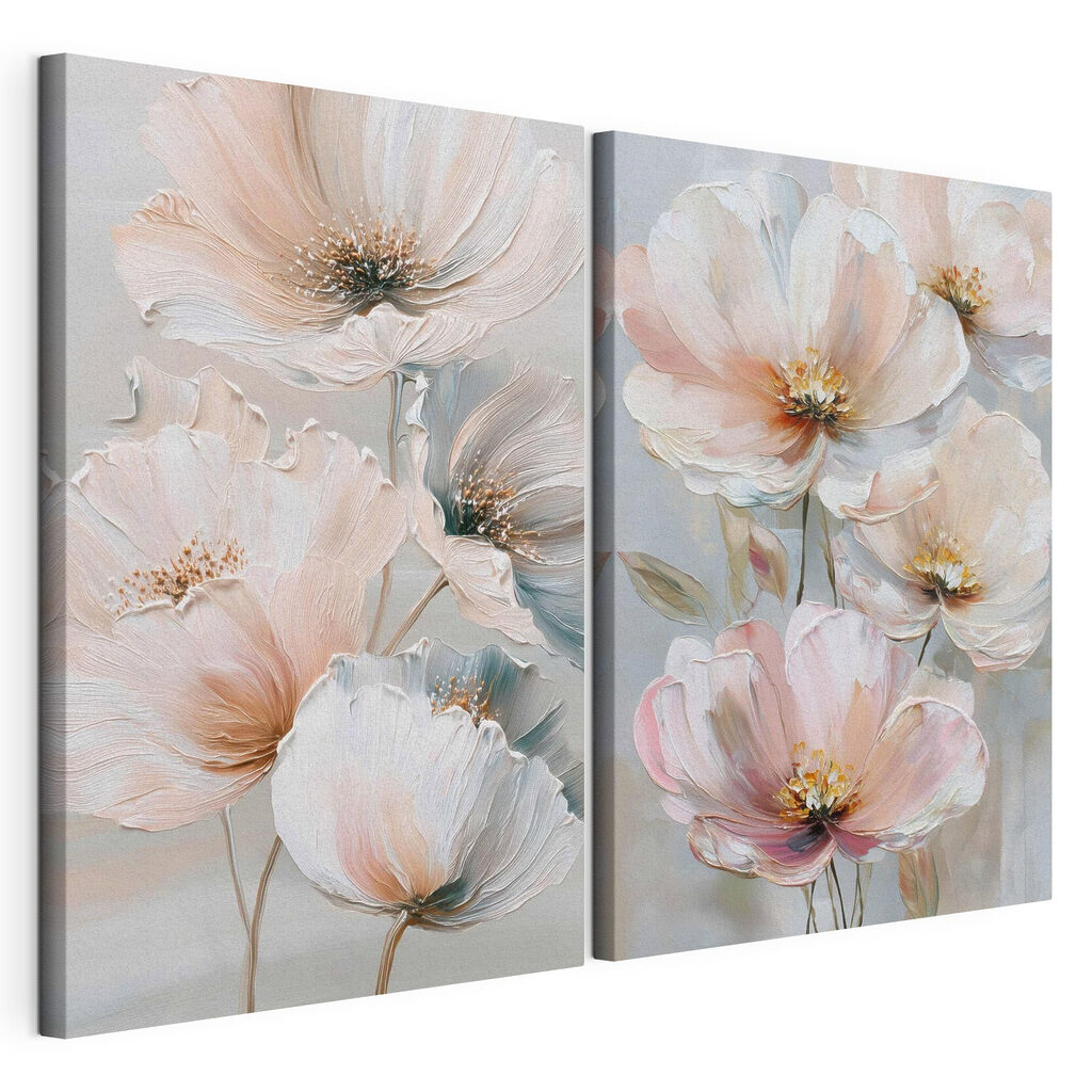 Flores refinadas pastel, tela esticada e borda contínua