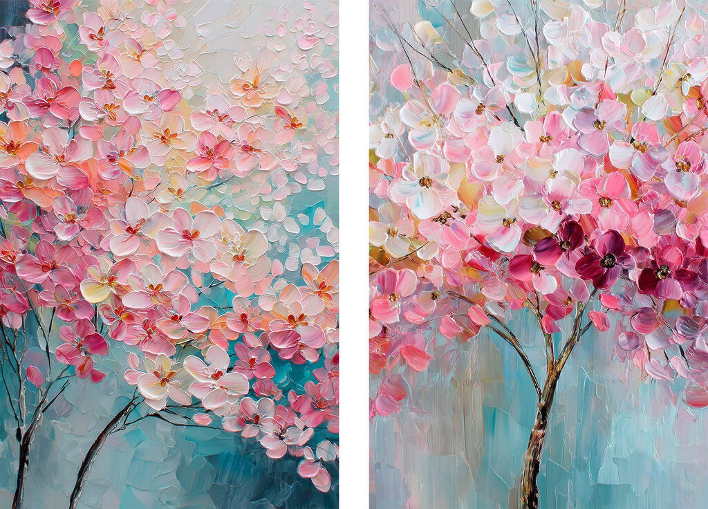 Árvores em flor — design completo