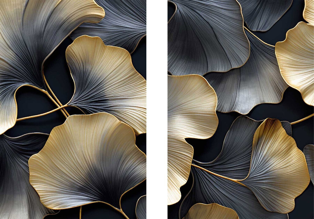 Folhas escuras e douradas — design completo