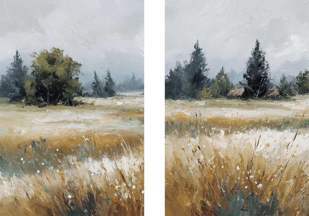 Campo com árvores — design completo