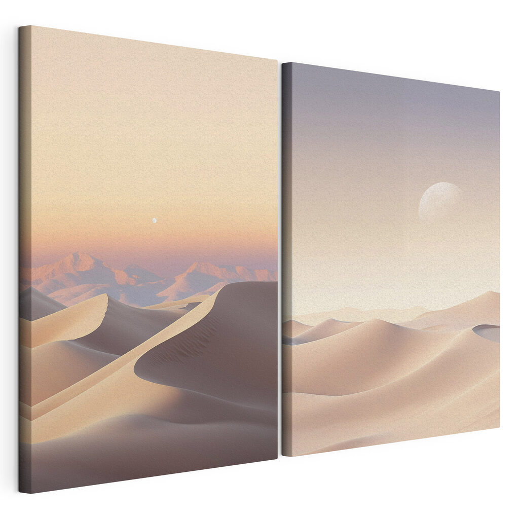 Deserto com lua, tela esticada e borda contínua