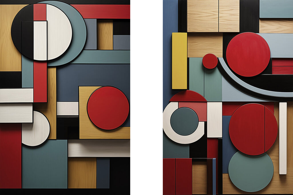Formas vermelhas em contraste — design completo