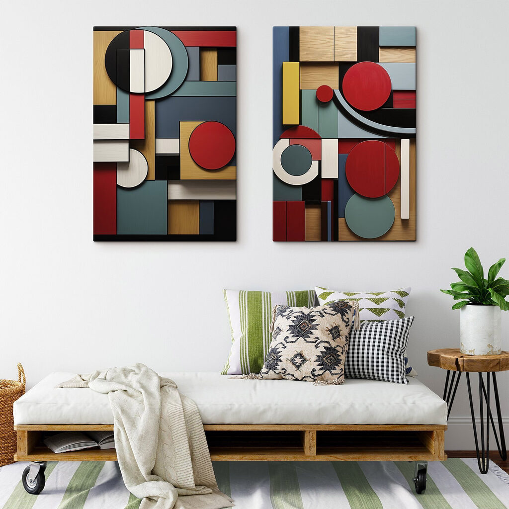Formas vermelhas em contraste — interior 1