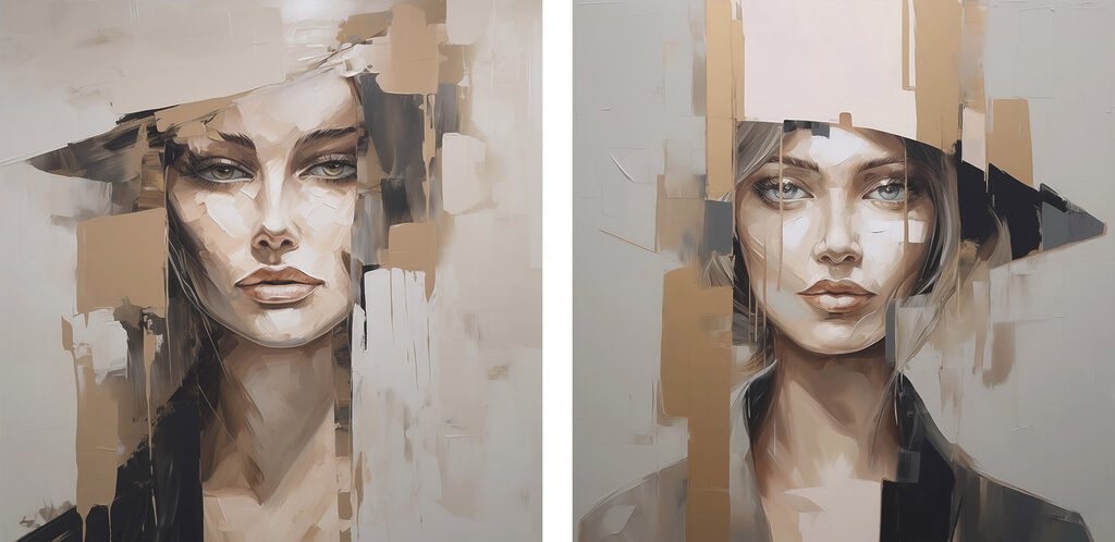 Duas mulheres de chapéu — design completo