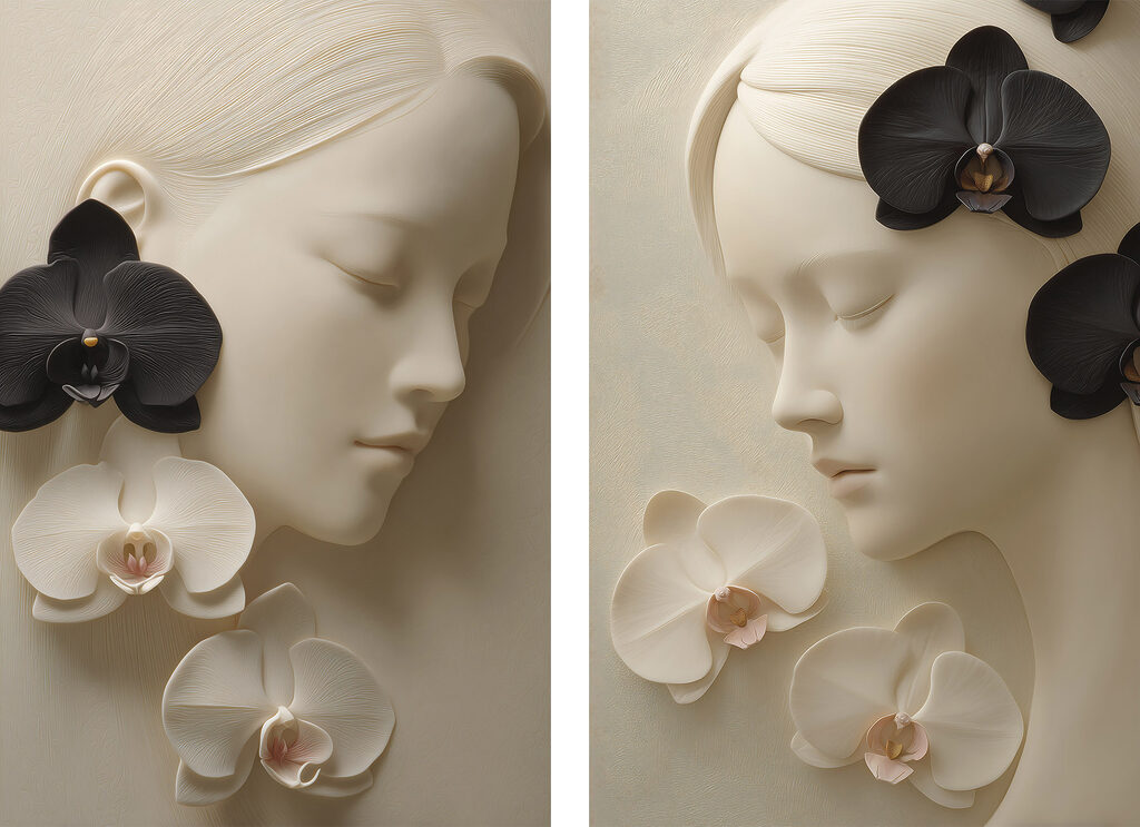Rosto com flores — design completo