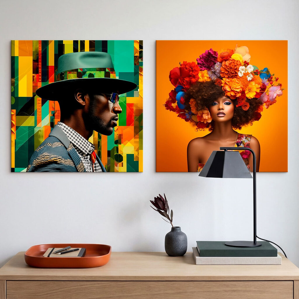 Casal com flores num interior