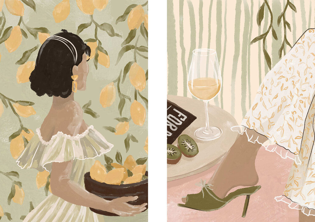 Mulher com limões — design completo