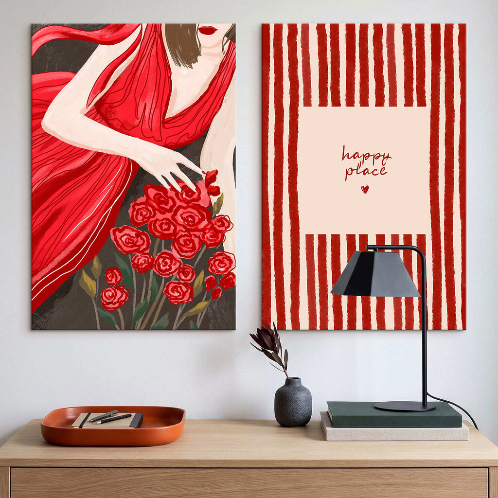 Mulher de vestido vermelho — interior 2