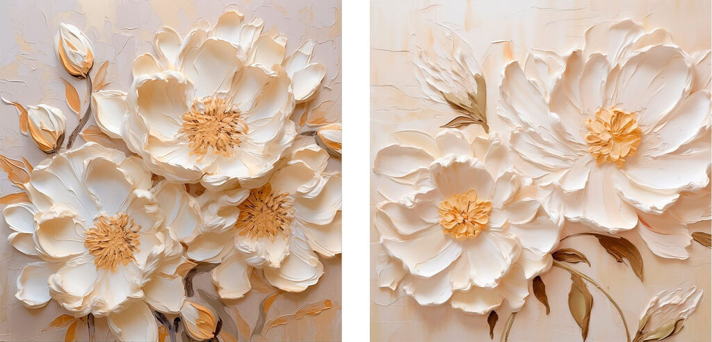 Flores com bordas douradas — design completo