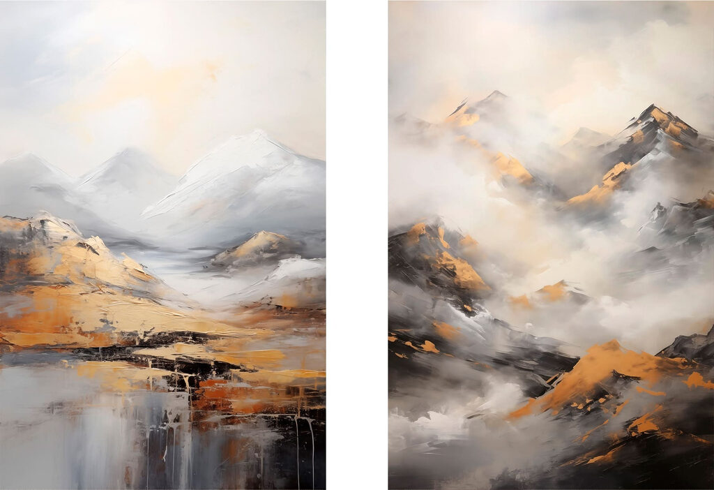 Montanhas entre nuvens — design completo