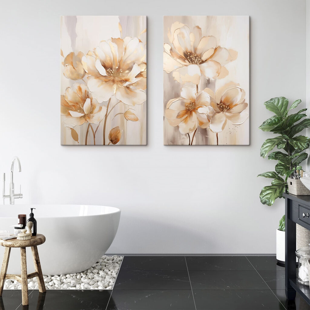 Flores sobre bege num interior