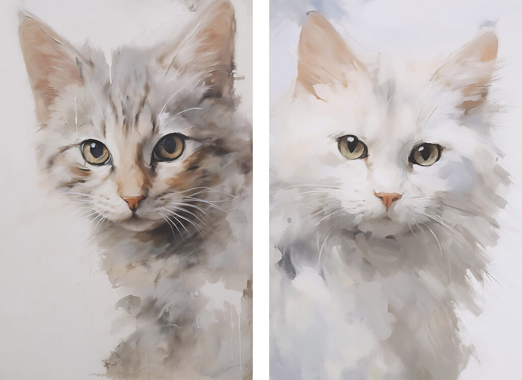 Gatos de cabeça virada — design completo