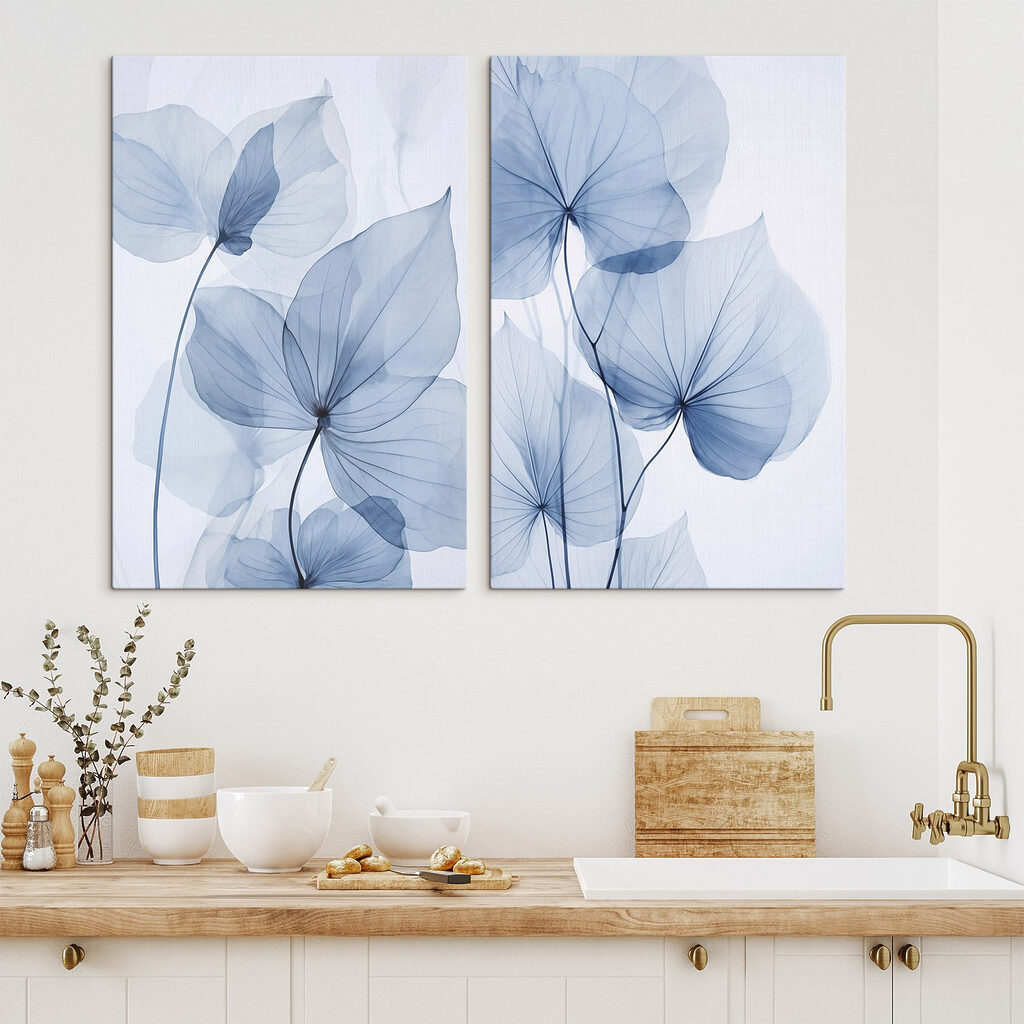 Folhas azuis transparentes — interior 1