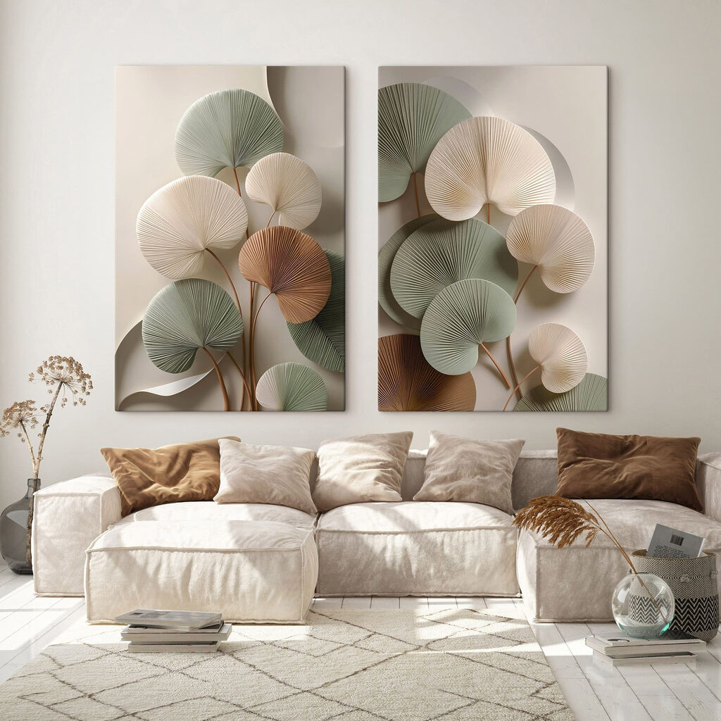 Folhas em papel suave num interior