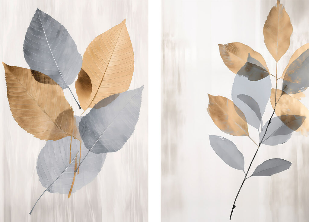 Folhas com acentos dourados — design completo