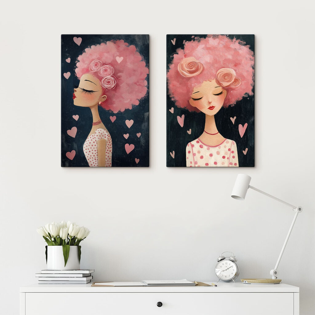 Mulher de cabelo rosa — interior 1