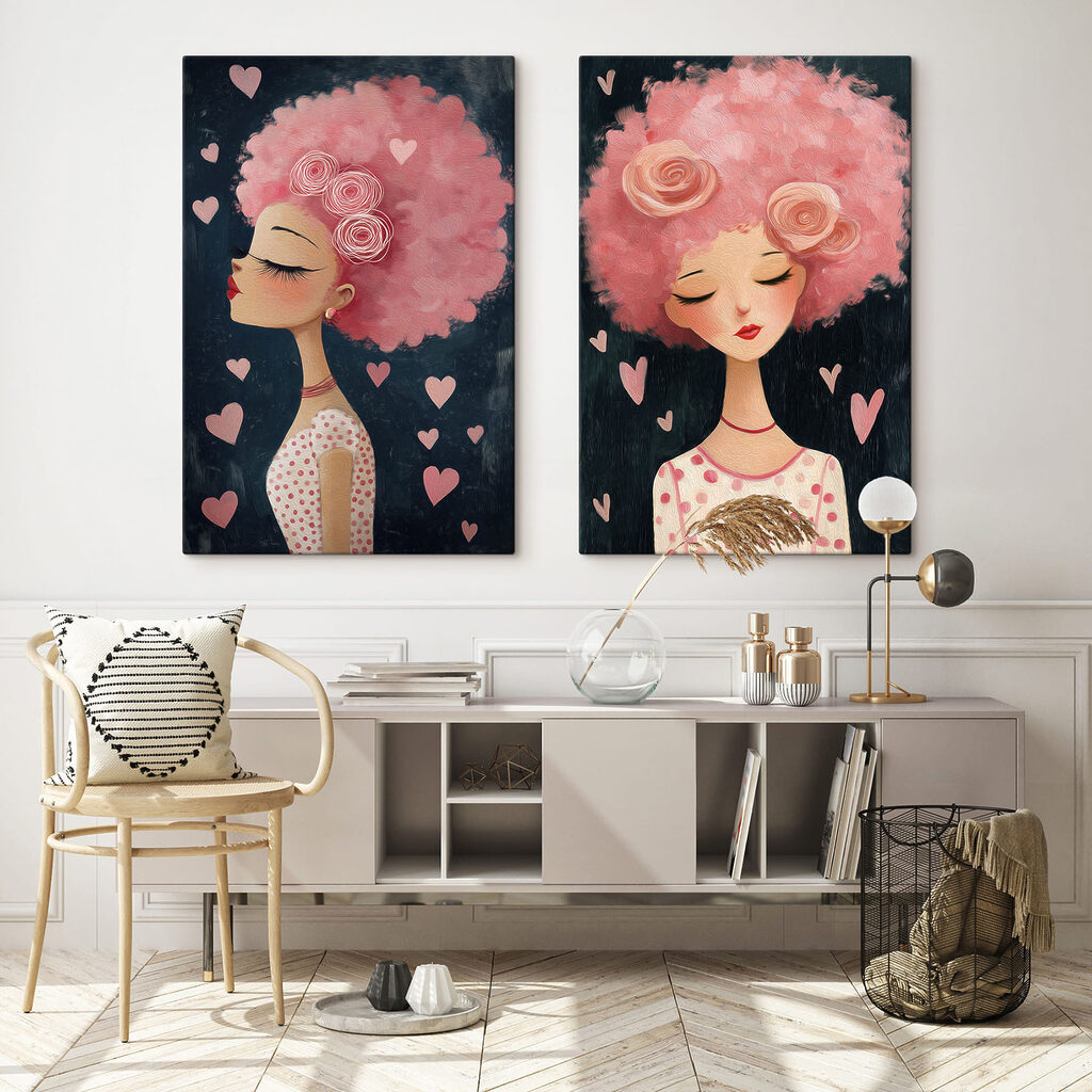 Mulher de cabelo rosa — interior 2