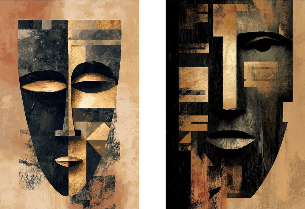 Duas máscaras — design completo