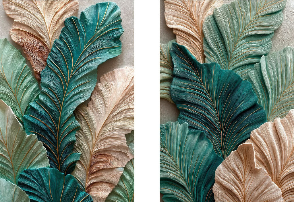 Folhas verdes e bege — design completo