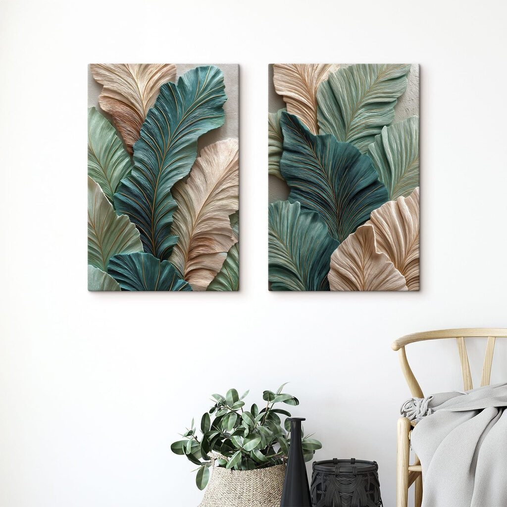Folhas verdes e bege — interior 1