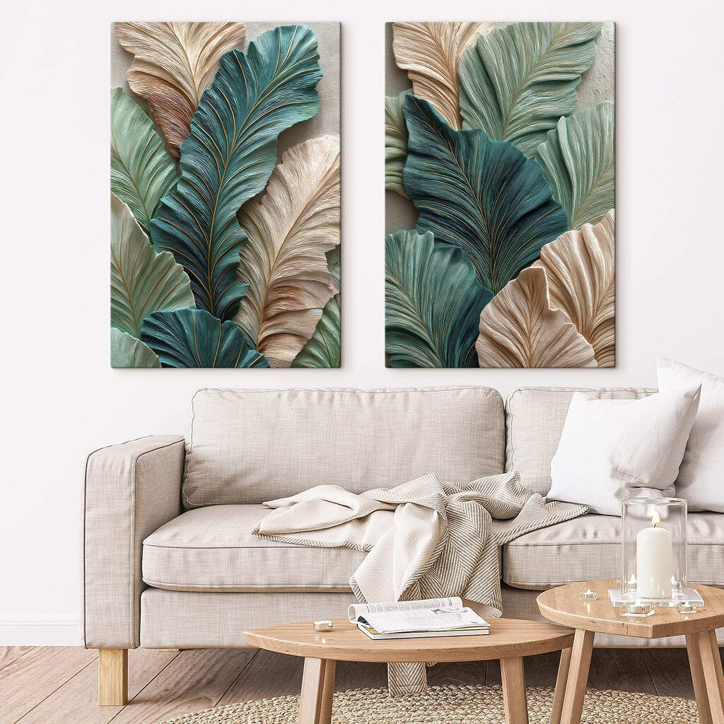 Folhas verdes e bege — interior 2