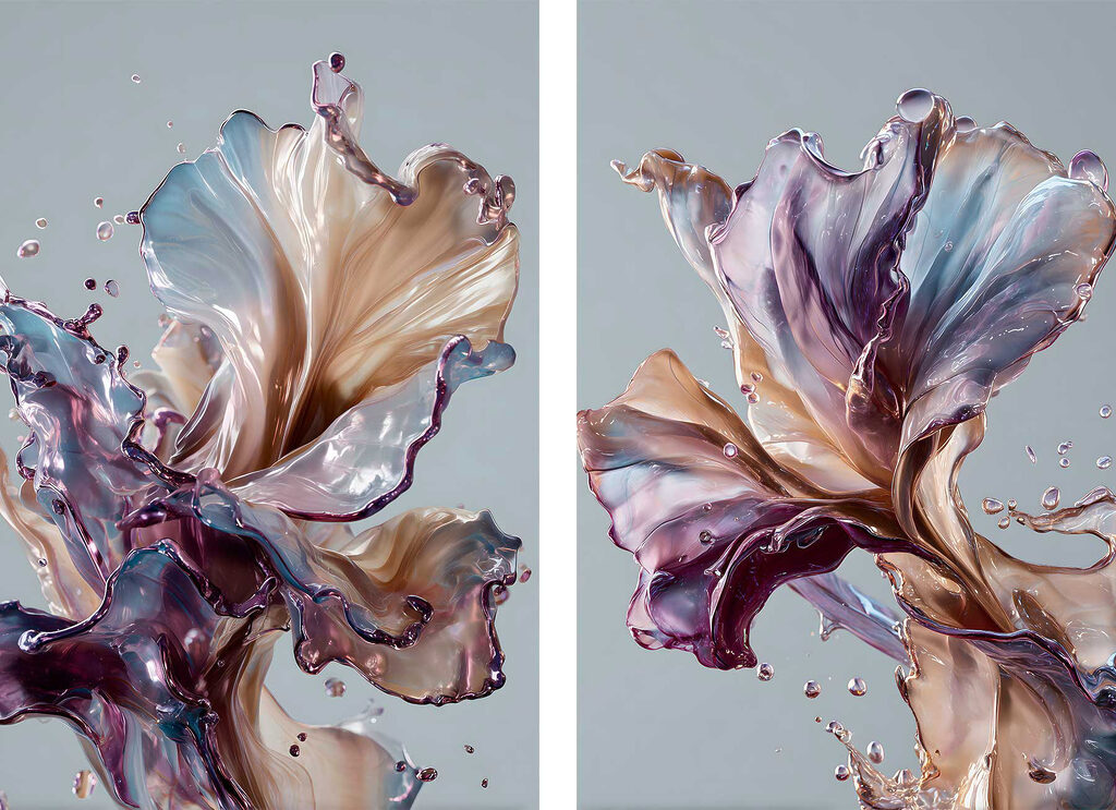 Pétalas líquidas em movimento — design completo