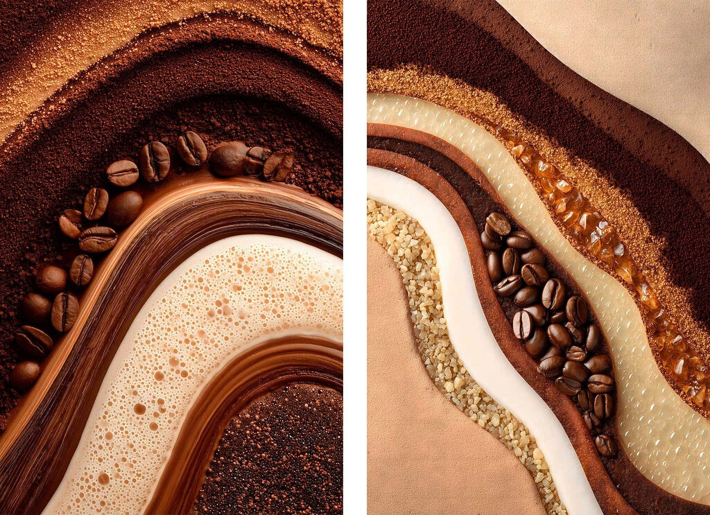 Grãos de café ondulados — design completo