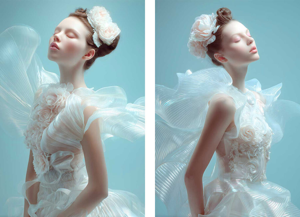 Colagem com vestido — design completo