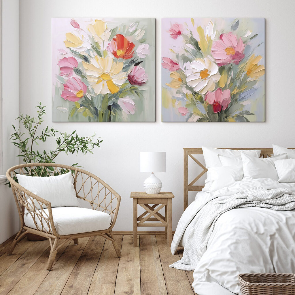 Flores soltas em pastel — interior 1