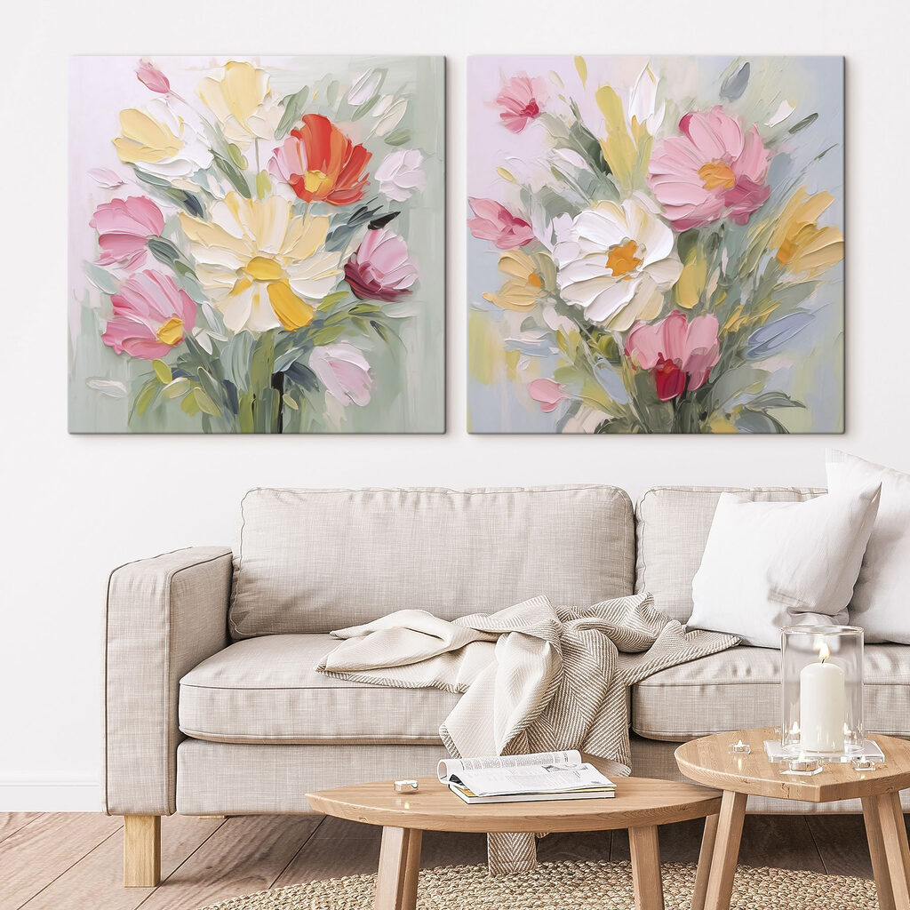 Flores soltas em pastel — interior 2