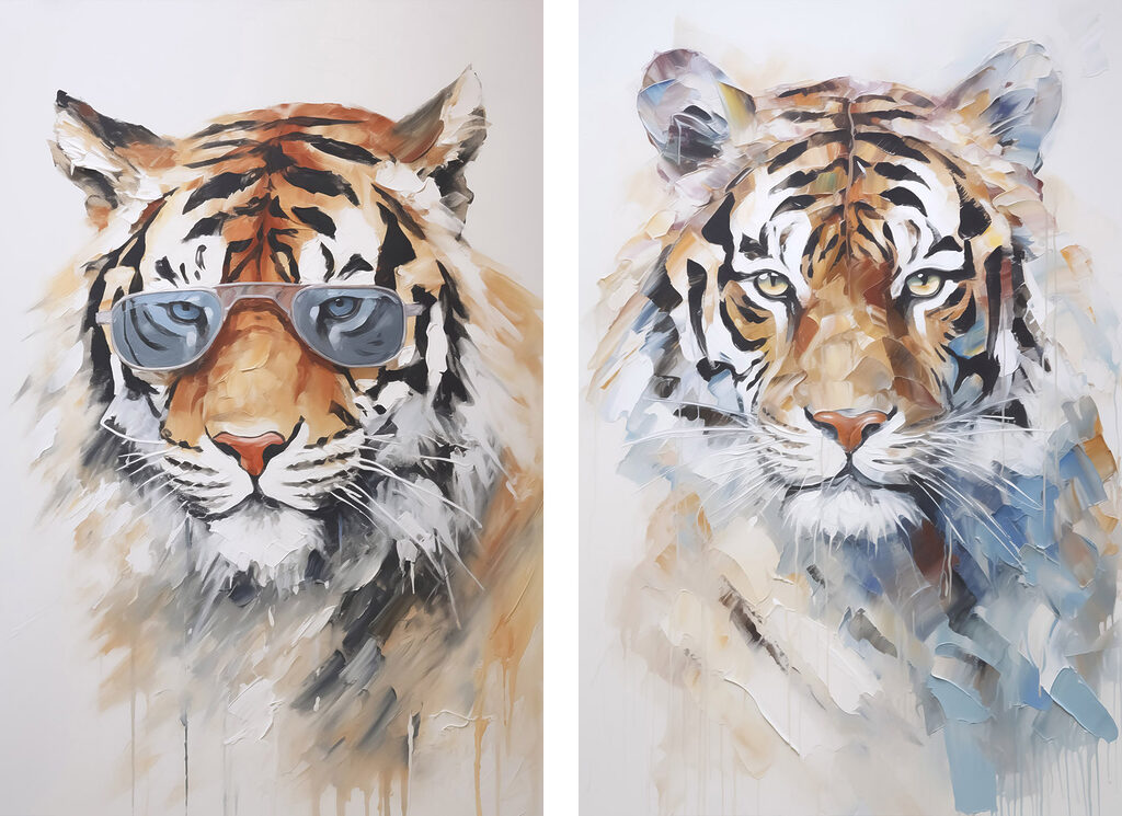 Tigres com óculos — design completo