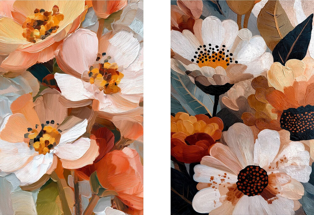 Flores de tons quentes — design completo