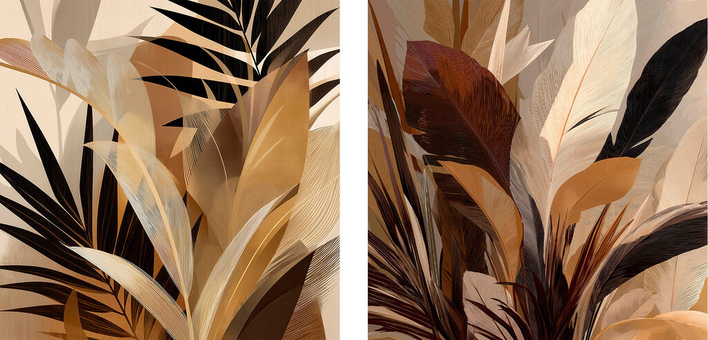 Folhas longas em ritmo — design completo