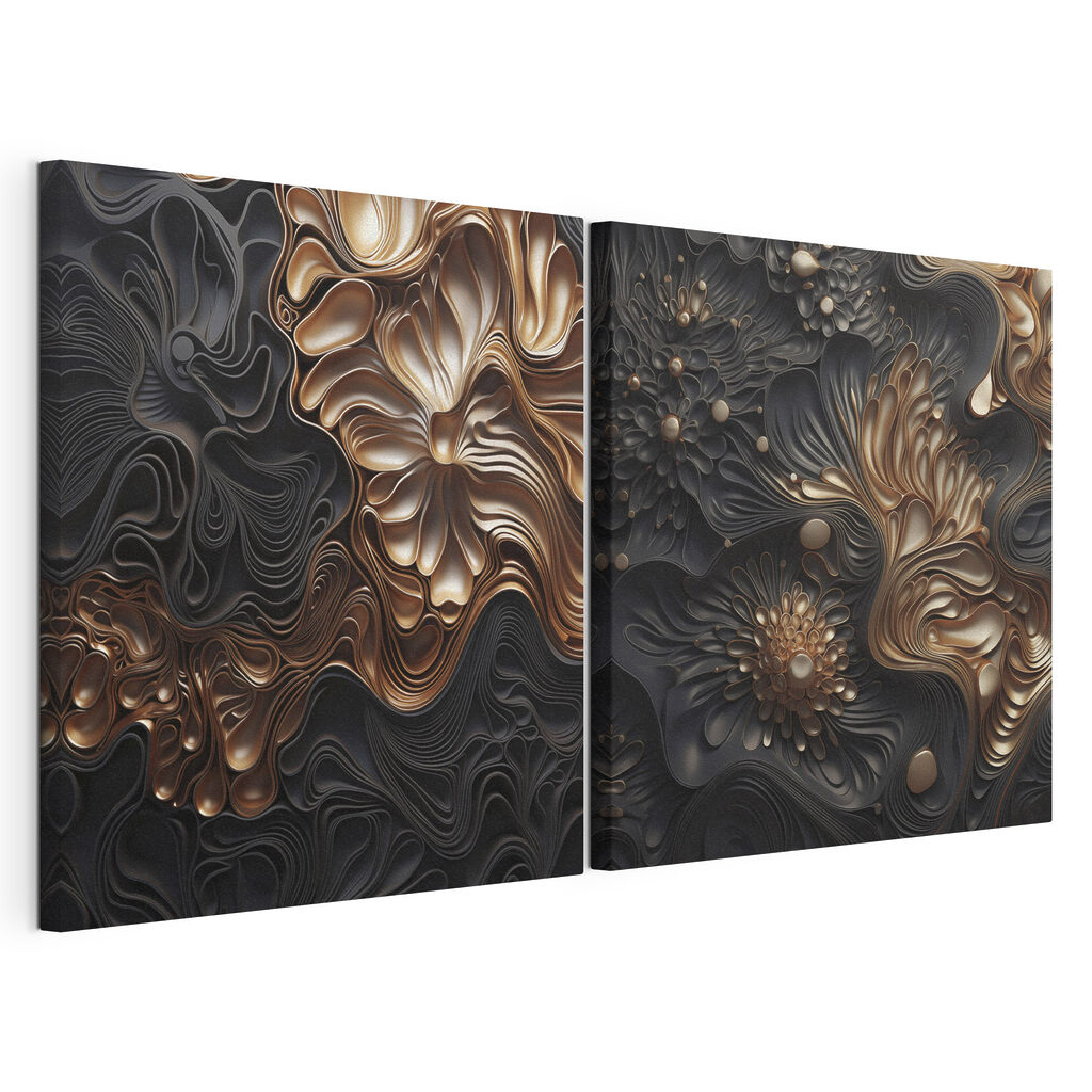 Motivos florais abstratos, tela esticada e borda contínua
