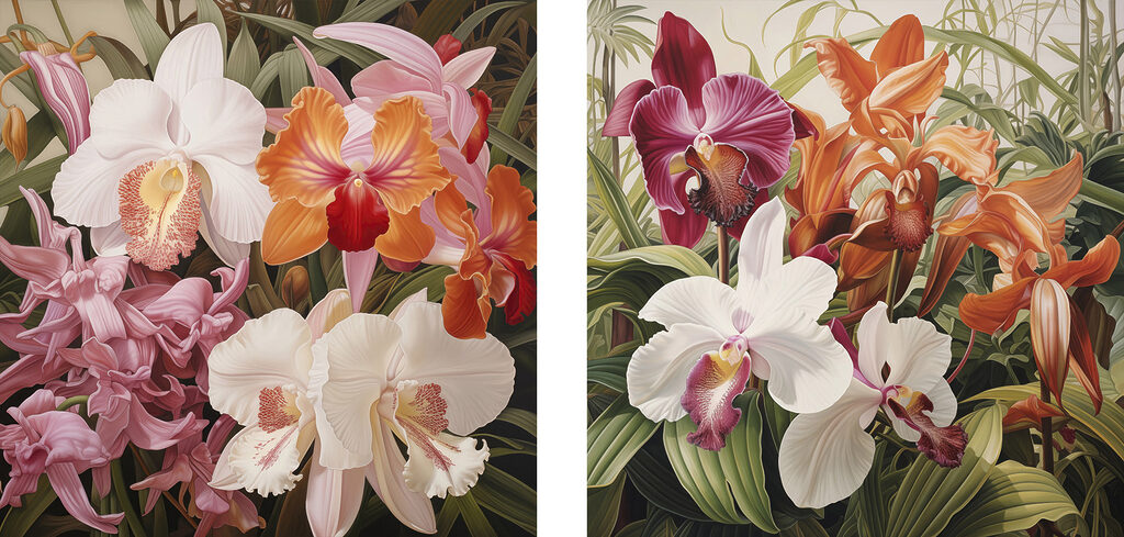 Orquídeas coloridas — design completo