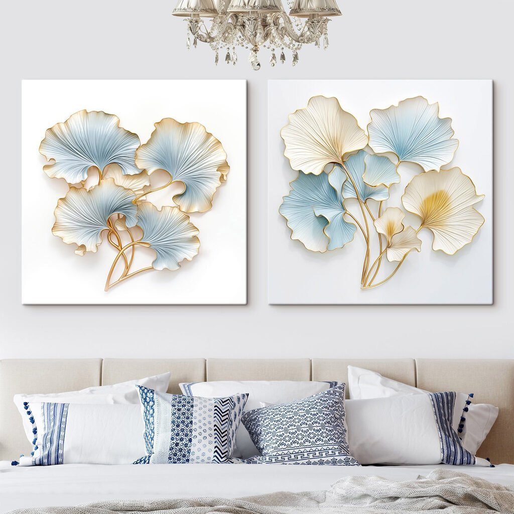 Folhas em leque dourado — interior 2