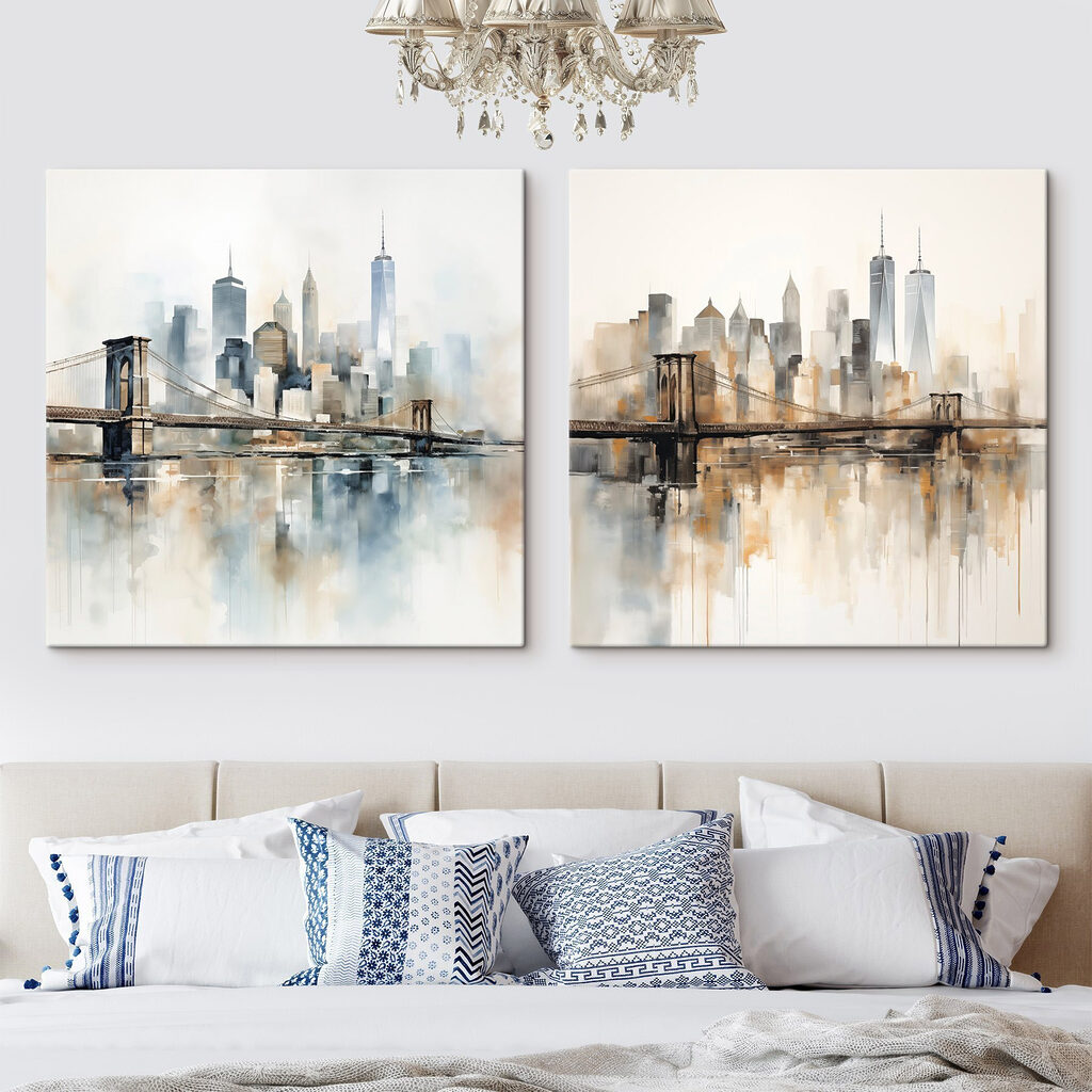Cidade e ponte num interior