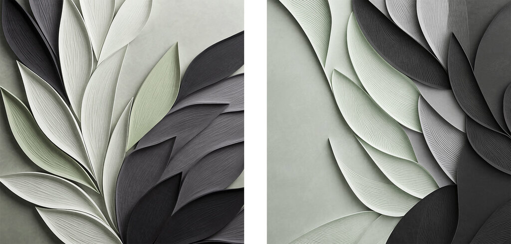 Folhas em forte contraste — design completo