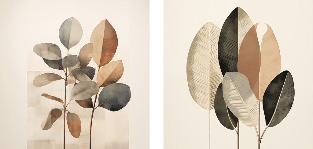 Estudo de folhas terrosas — design completo